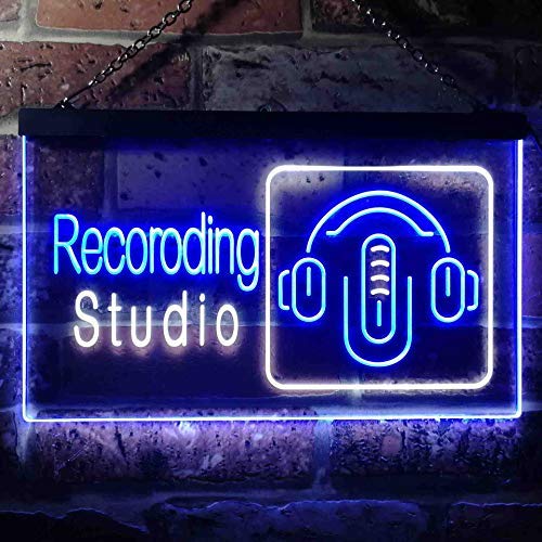 Headphones Recording Studio Dual LED Neon Light Sign